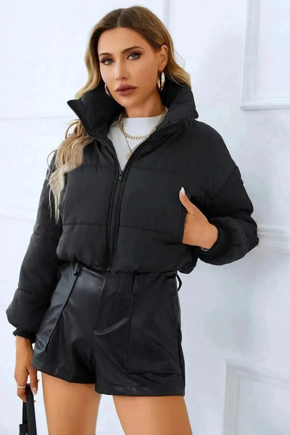 Zip-Up Winter Coat with Pockets - Bad Moms Club