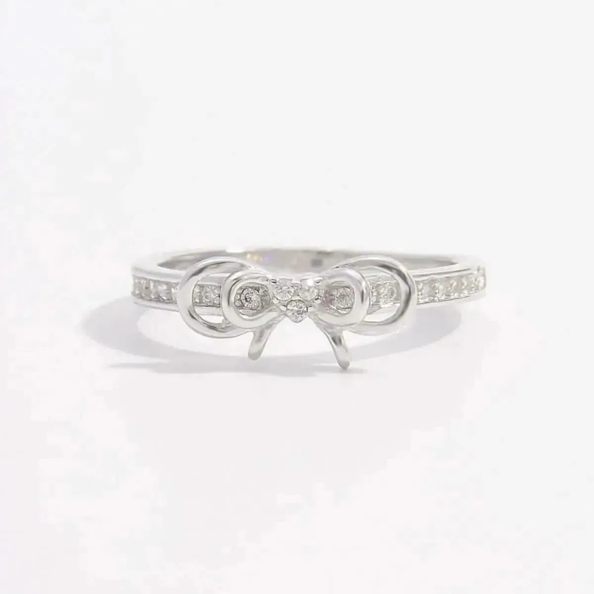 925 Sterling Silver Inlaid Zircon Bow Ring - Bad Moms Club