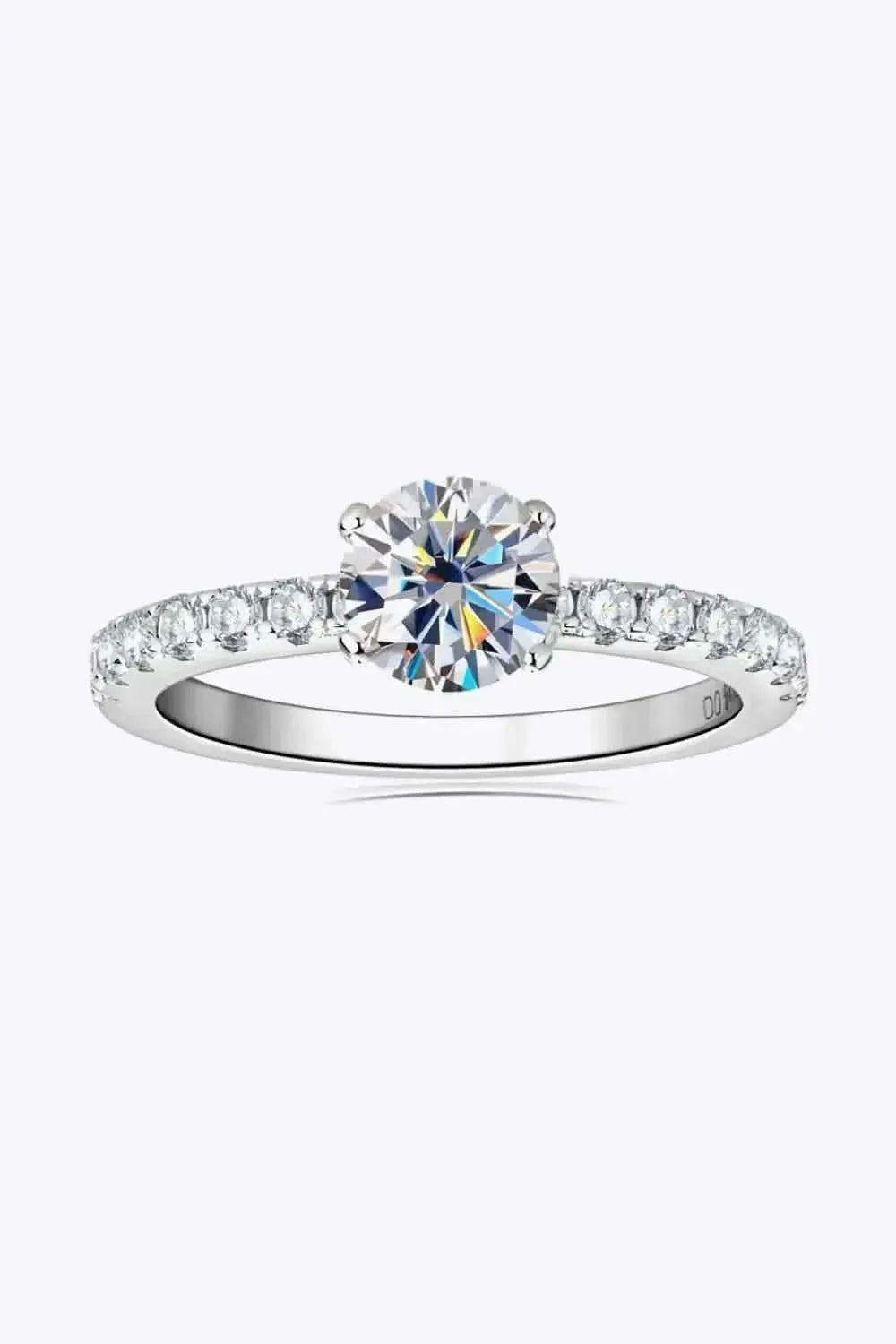 Moissanite Platinum-Plated Side Stone Ring - Bad Moms Club