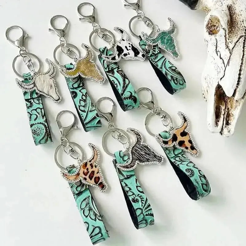 Rhinestone Bull Keychain - Bad Moms Club