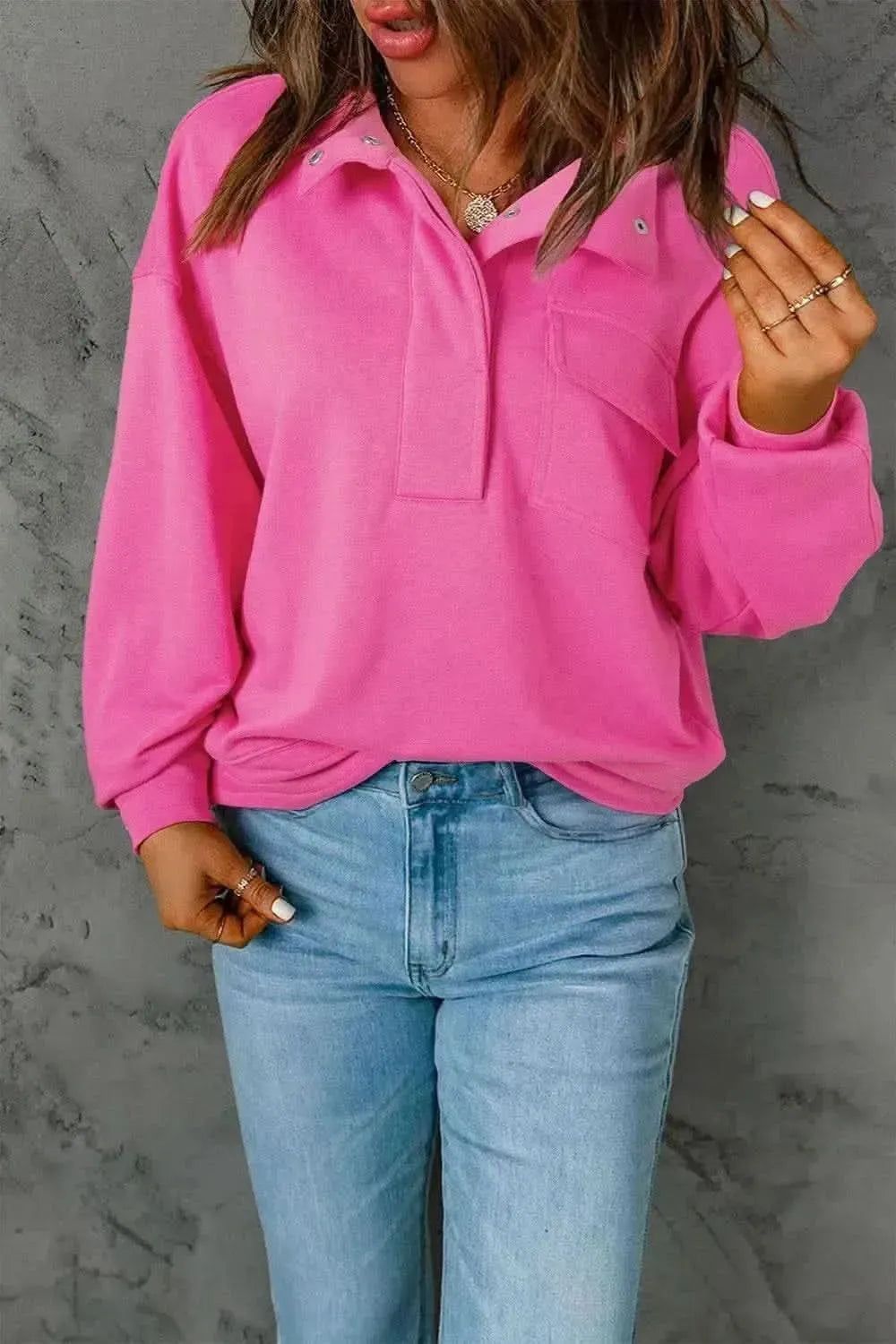 Half Snap Long Sleeve Sweatshirt - Bad Moms Club