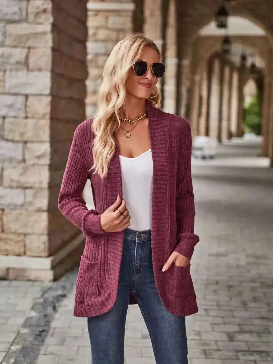Open Front Cardigan with Pockets - Bad Moms Club