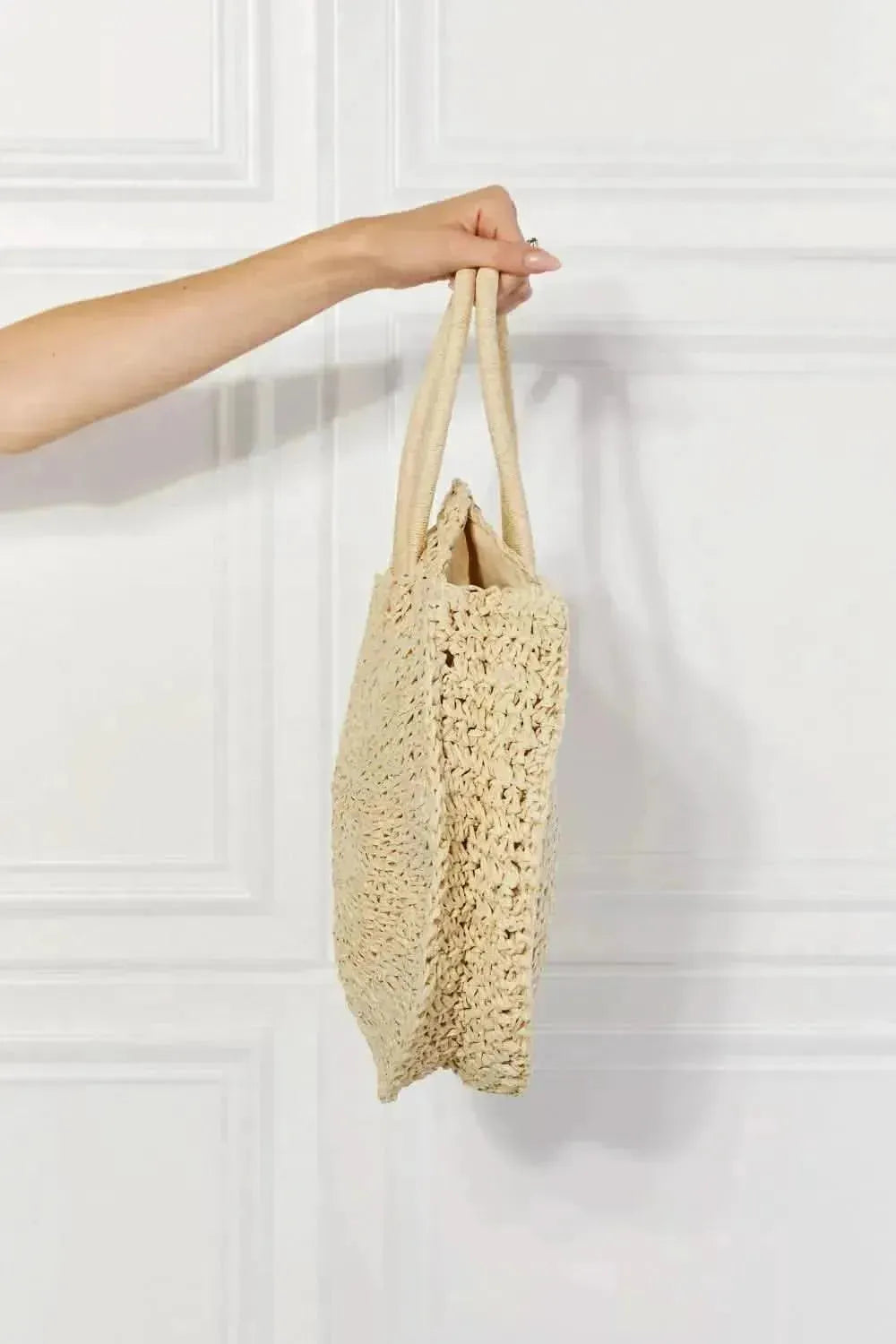 Justin Taylor Beach Date Straw Rattan Handbag in Ivory - Bad Moms Club