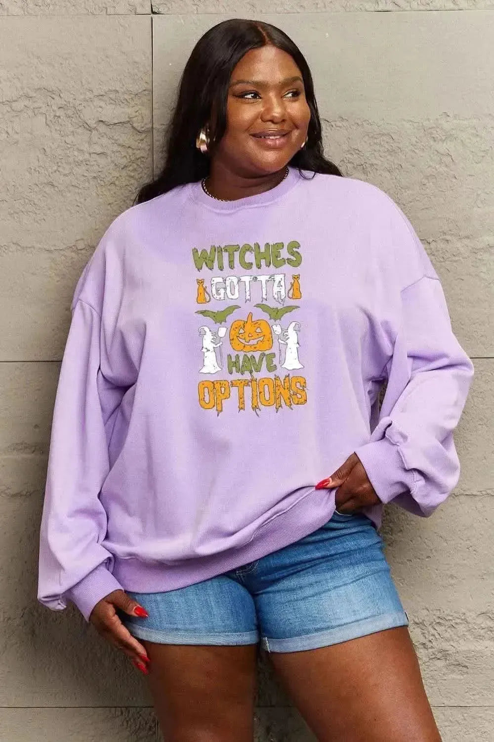 Simply Love Full Size Graphic Drop Shoulder Sweatshirt - Bad Moms Club
