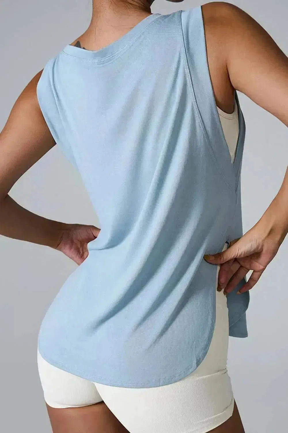 Slit Round Neck Active Tank - Bad Moms Club
