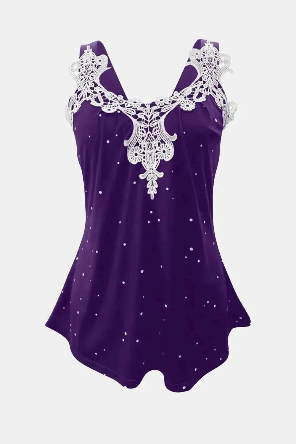 Lace Detail V-Neck Wide Strap Cami - Bad Moms Club