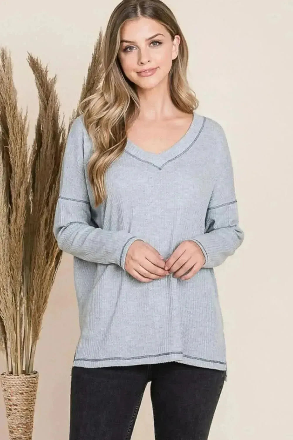 Reborn J V Neck Long Sleeve Top - Bad Moms Club