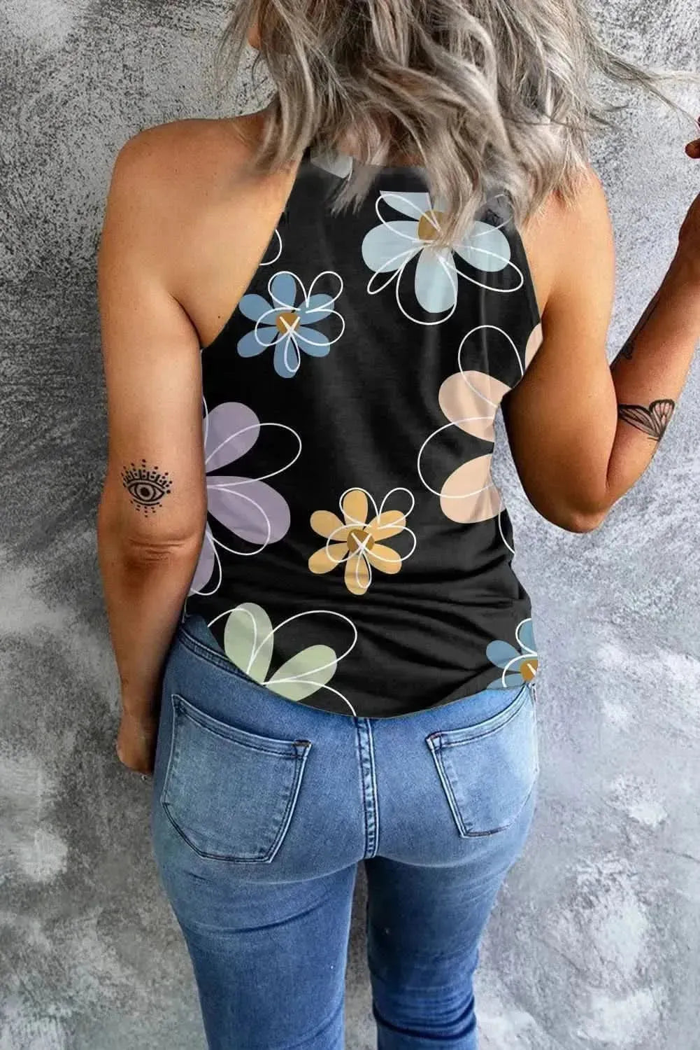 Printed Round Neck Tank - Bad Moms Club