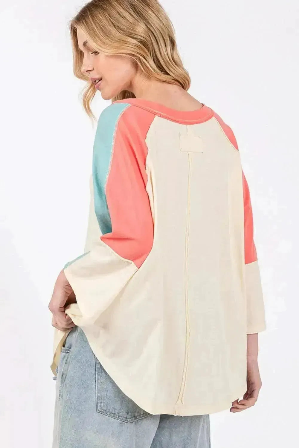 SAGE + FIG Color Block Curved Hem T-Shirt - Bad Moms Club