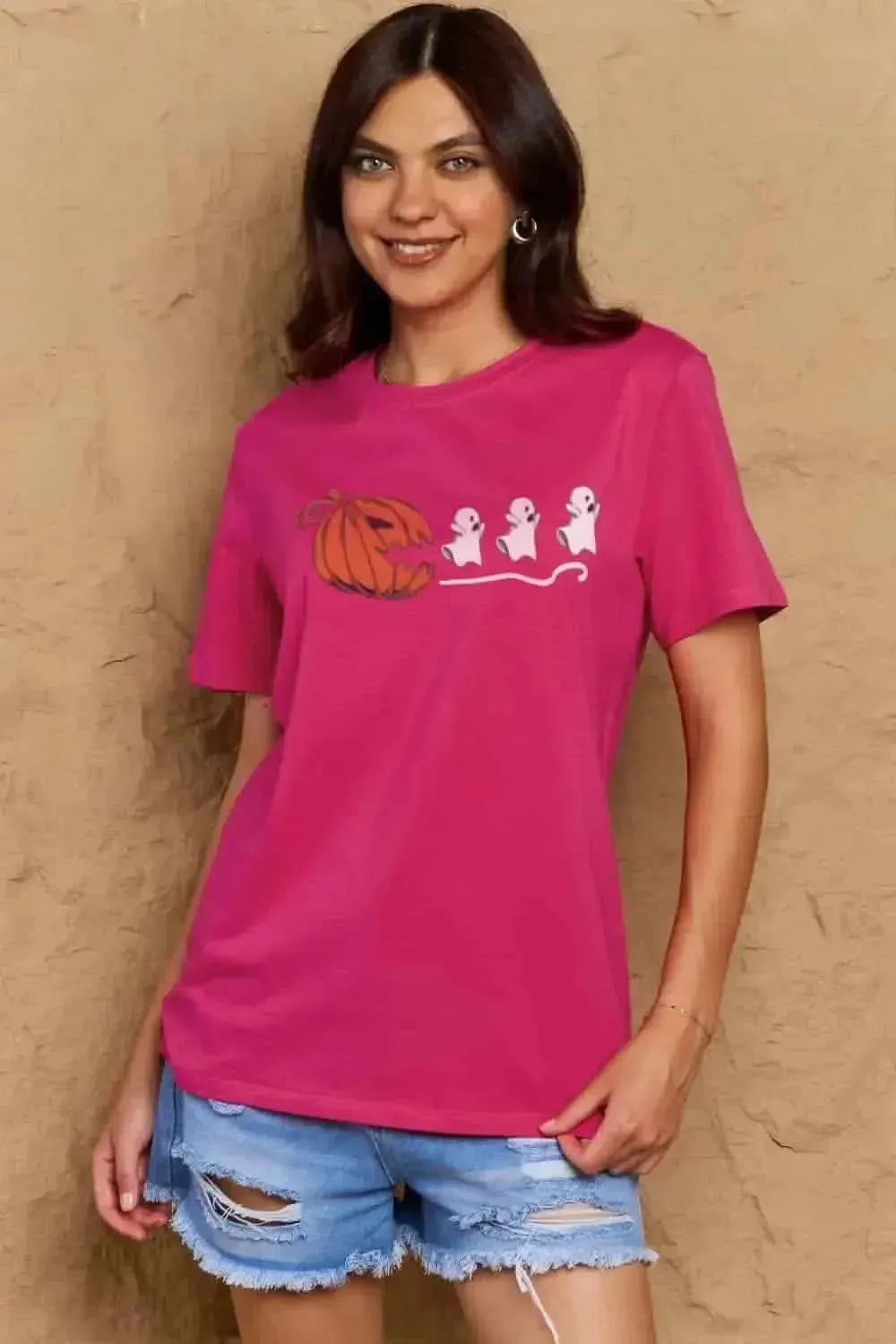 Simply Love Full Size Jack-O'-Lantern Graphic Cotton T-Shirt - Bad Moms Club