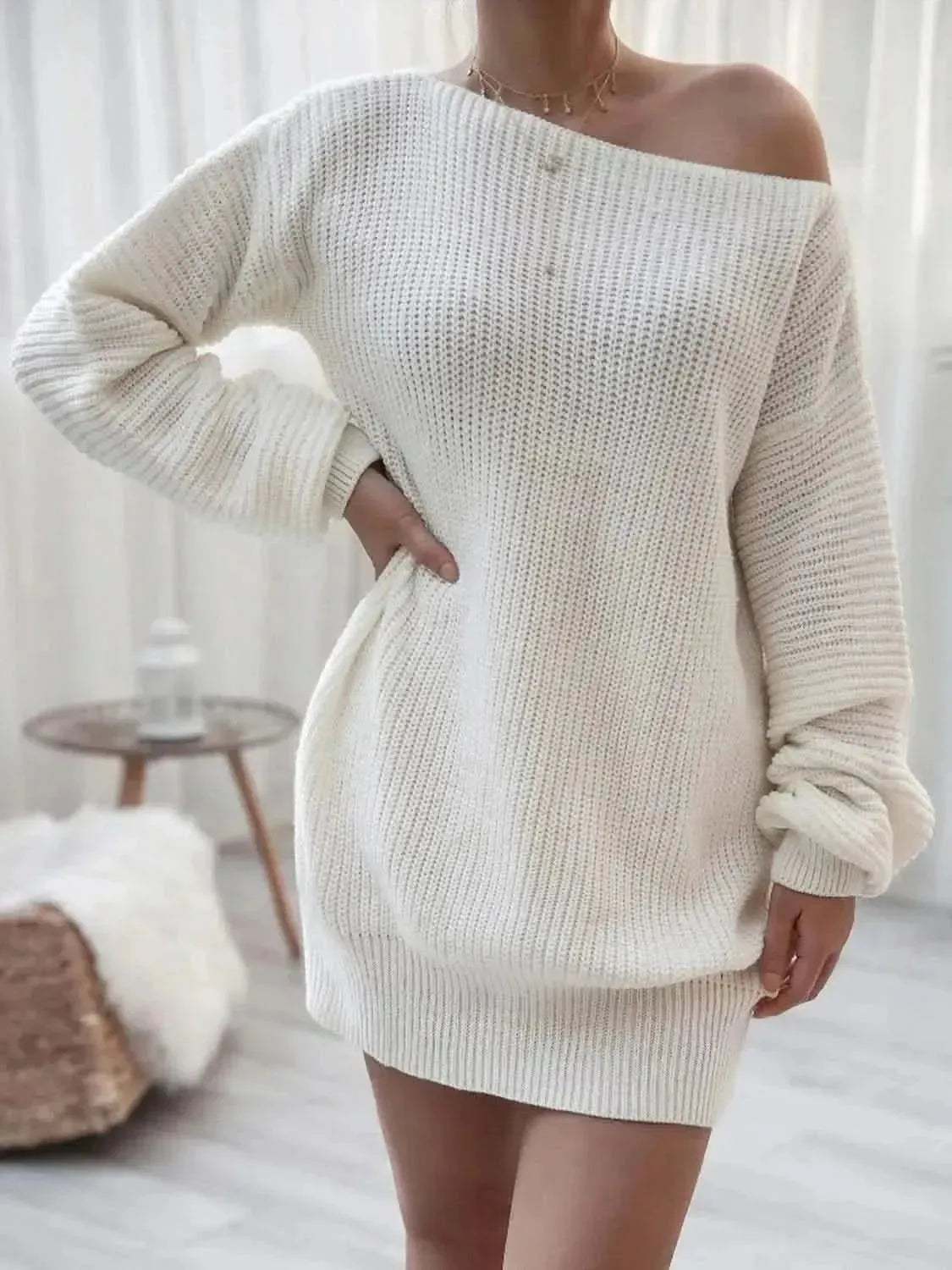 Rib-Knit Mini Sweater Dress - Bad Moms Club