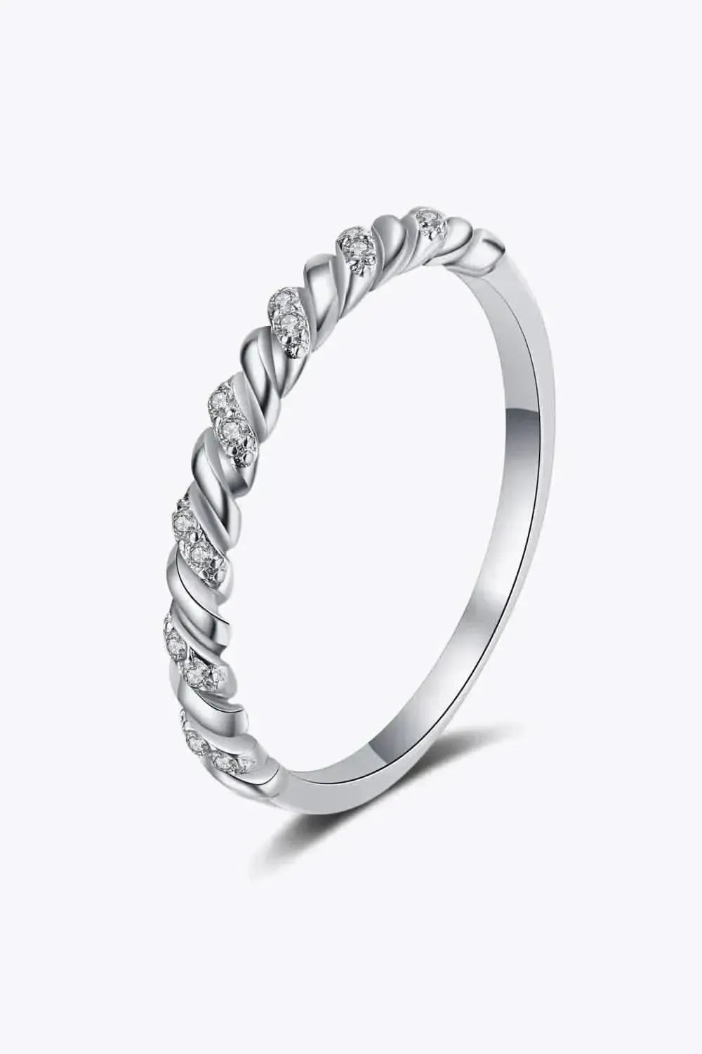 Moissanite Rhodium-Plated Half-Eternity Ring - Bad Moms Club