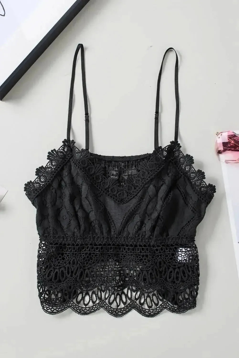 V-Neck Lace Cropped Cami - Bad Moms Club