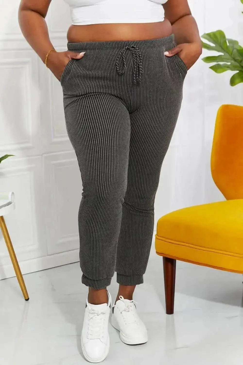 Blumin Apparel Full Size Easy Living Ribbed Joggers - Bad Moms Club