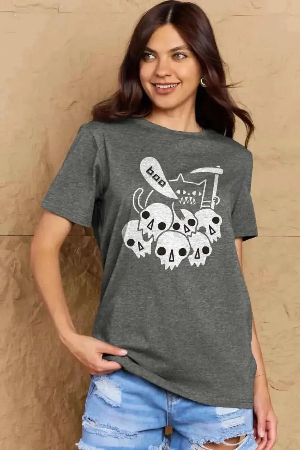 Simply Love Full Size Graphic BOO Cotton T-Shirt - Bad Moms Club