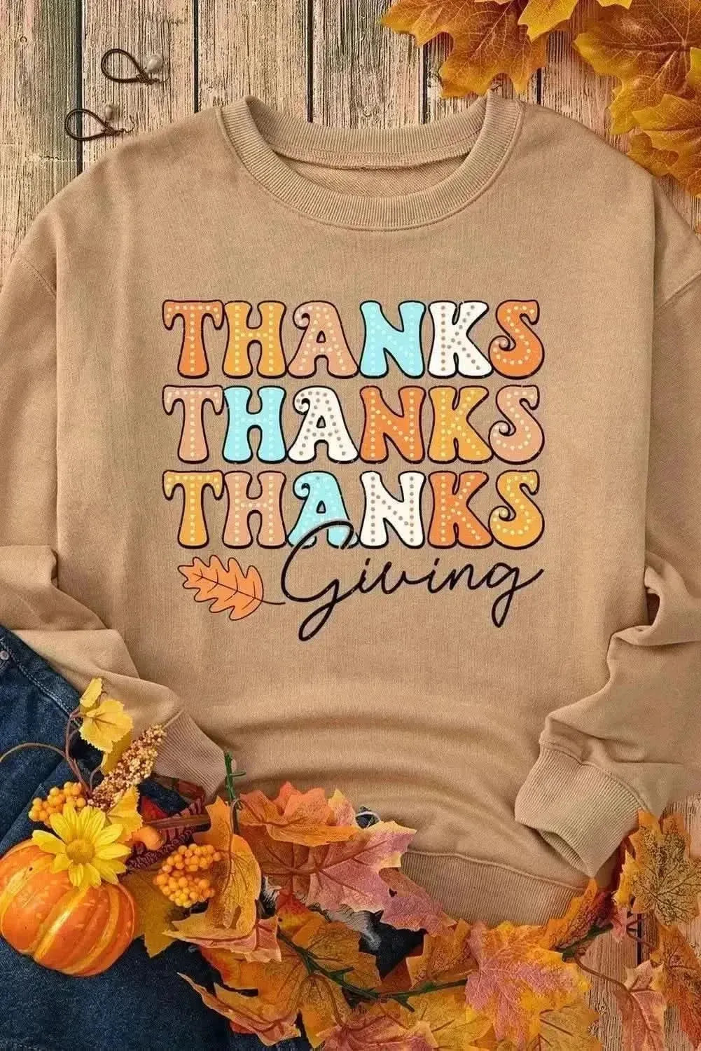 THANKSGIVING Round Neck Dropped Shoulder Sweatshirt - Bad Moms Club