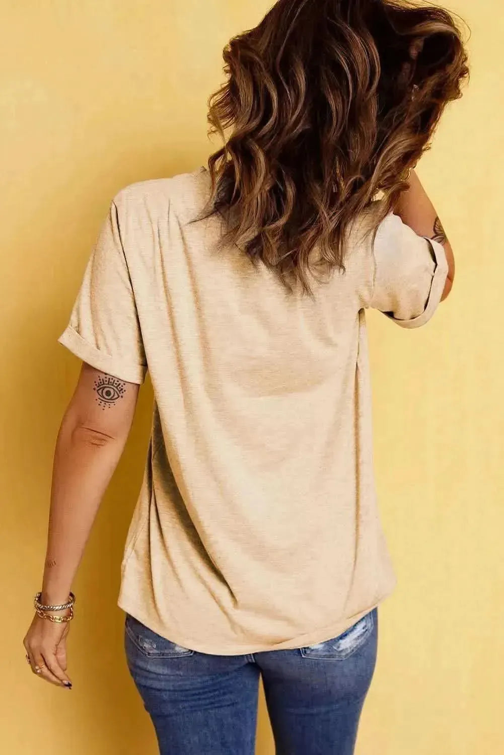 Corn Letter Graphic Cuffed Tee - Bad Moms Club