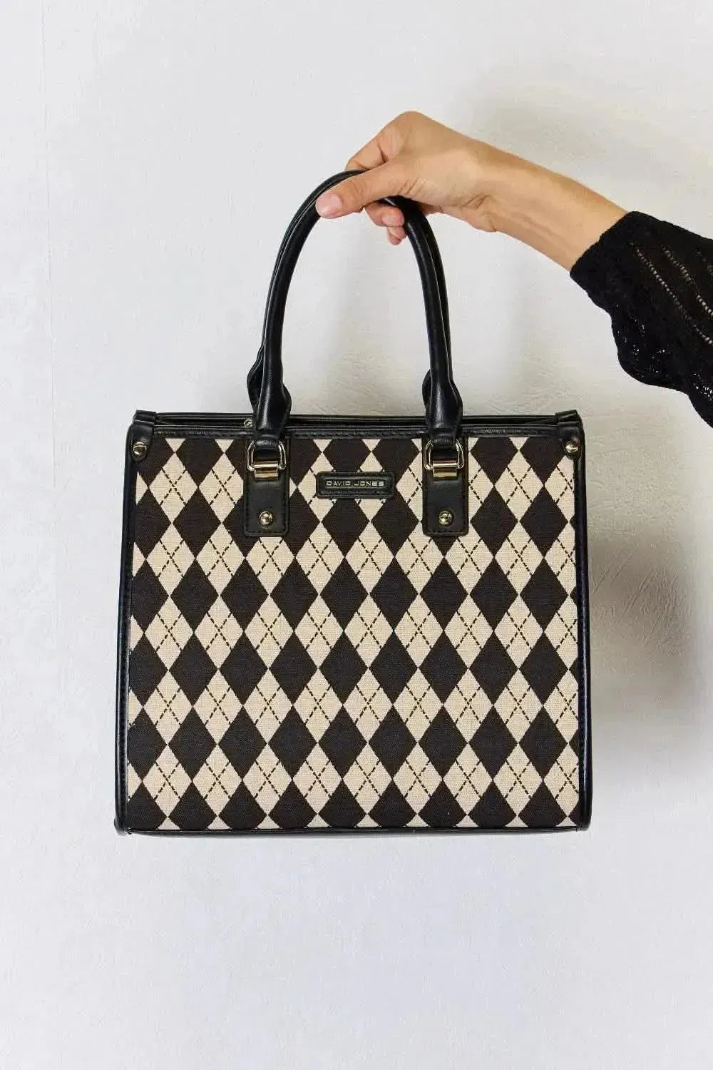 David Jones Argyle Pattern PU Leather Handbag - Bad Moms Club