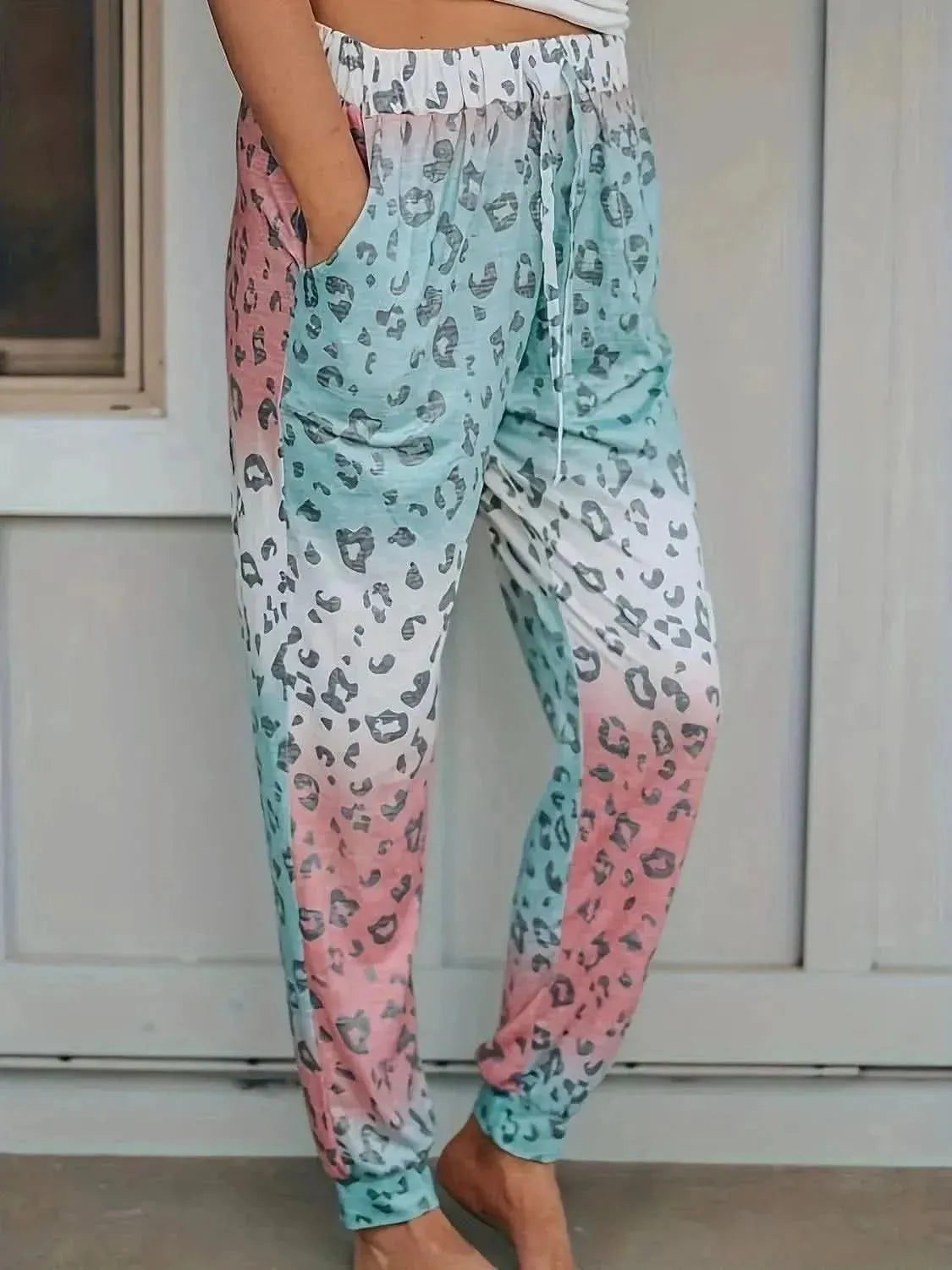 Drawstring Leopard Pants with Pockets - Bad Moms Club