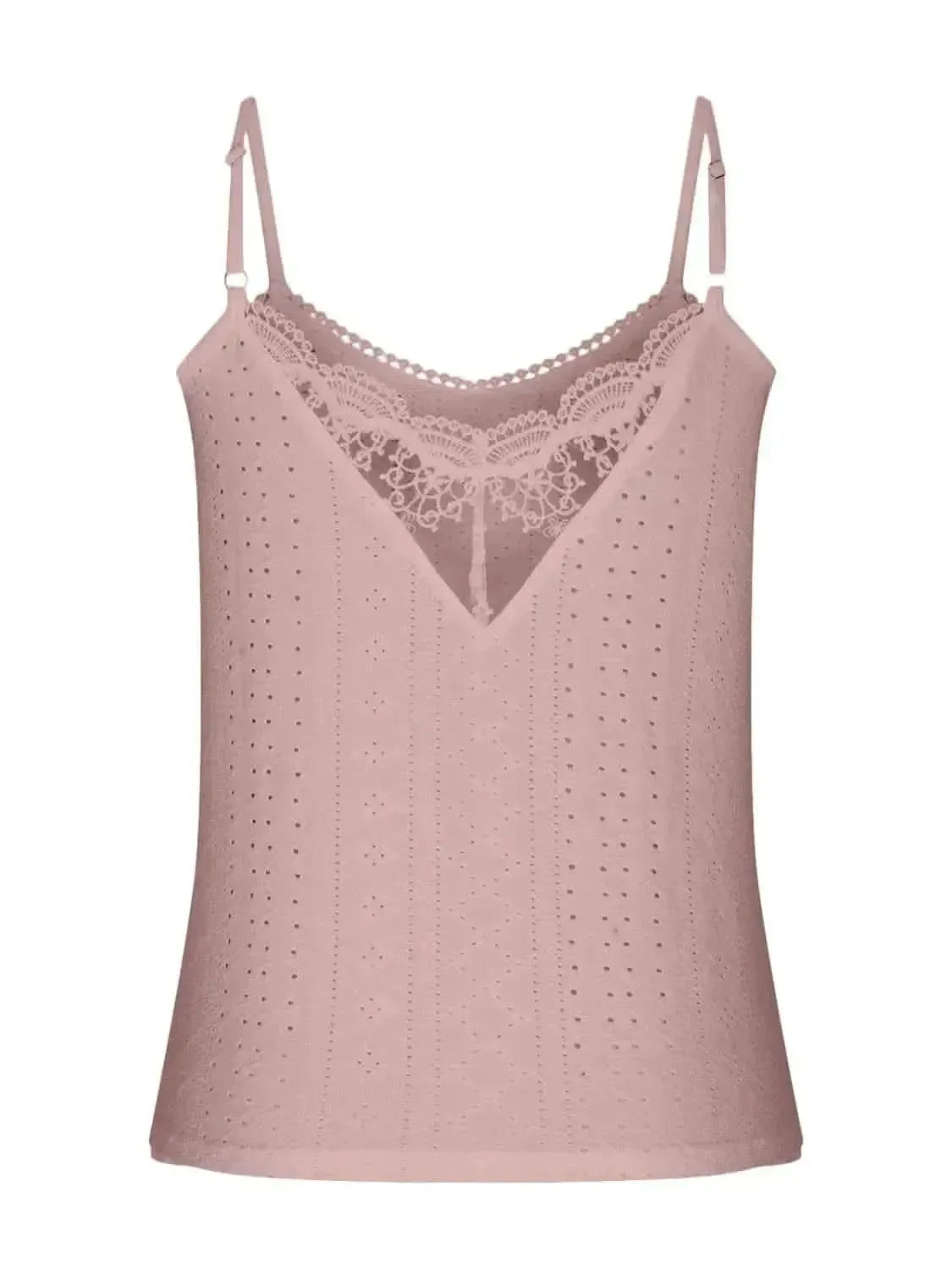 Eyelet Lace Detail V-Neck Cami - Bad Moms Club