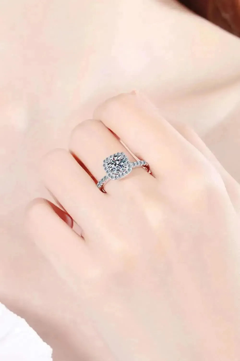 2 Carat Moissanite Square Halo Ring - Bad Moms Club