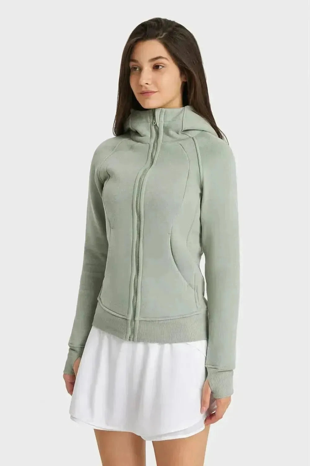 Zip Up Seam Detail Hooded Sports Jacket - Bad Moms Club