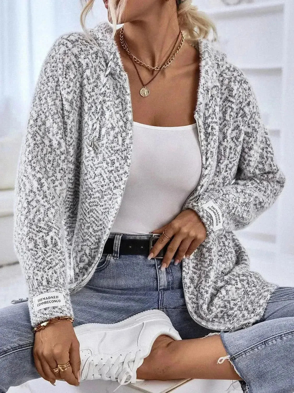 Zip-Up Hooded Sweater - Bad Moms Club