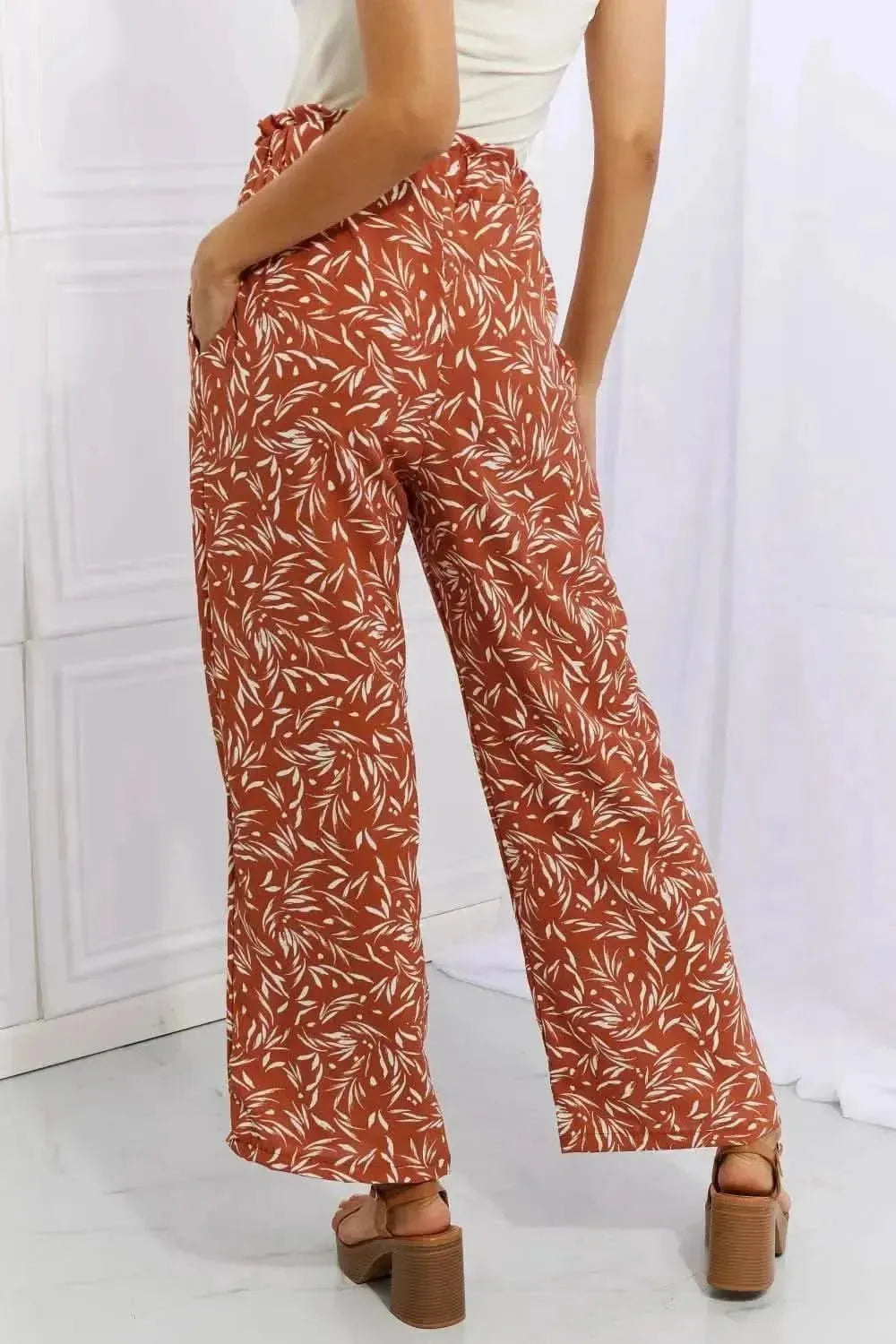 Heimish Right Angle Full Size Geometric Printed Pants in Red Orange - Bad Moms Club