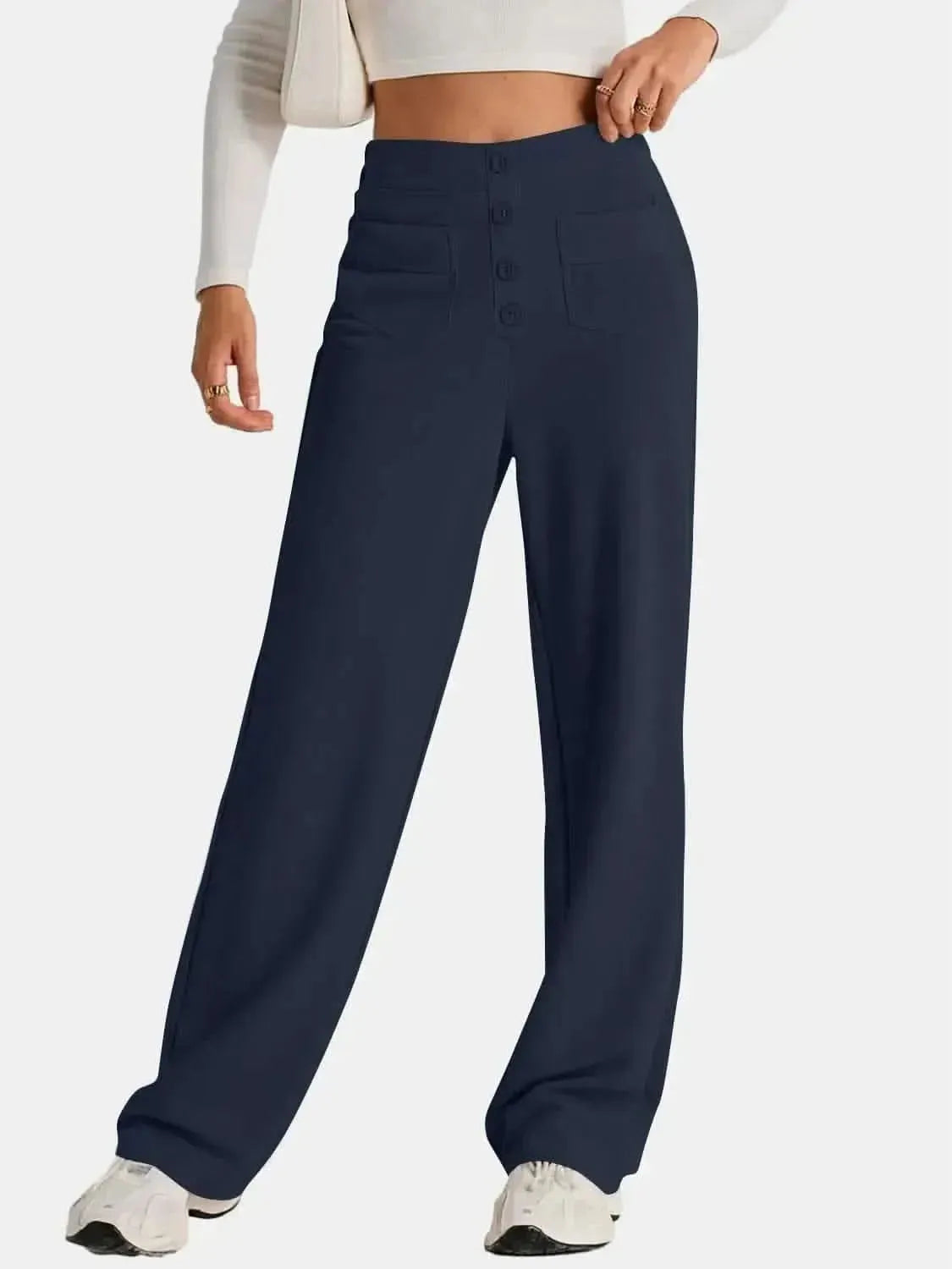 High Waist Wide Leg Pants - Bad Moms Club