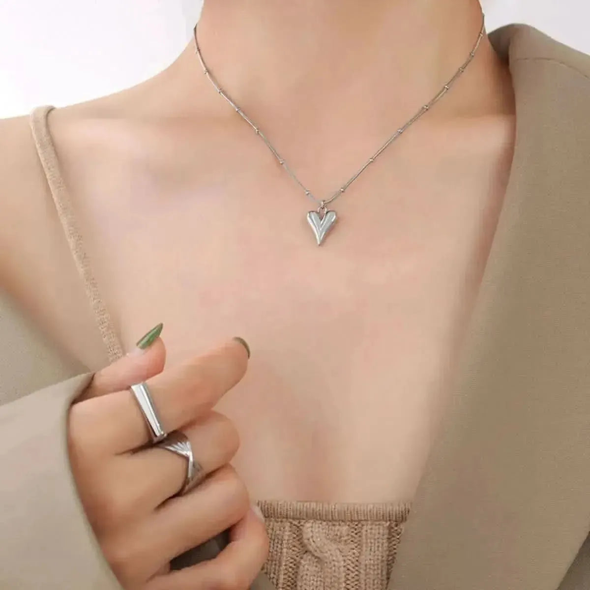 Titanium Steel Heart Pendant Necklace - Bad Moms Club