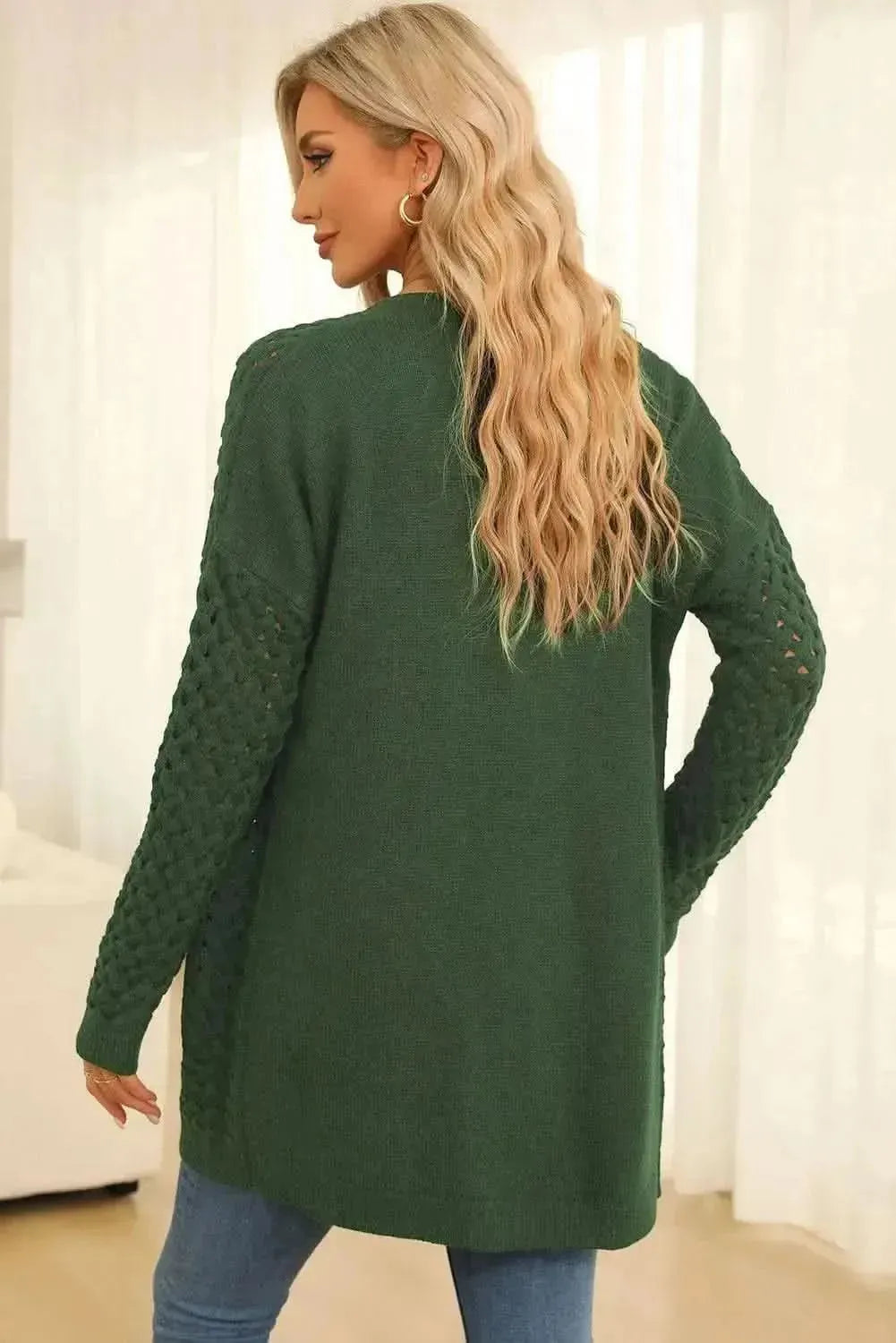 Open Front Dropped Shoulder Cardigan with Pockets - Bad Moms Club