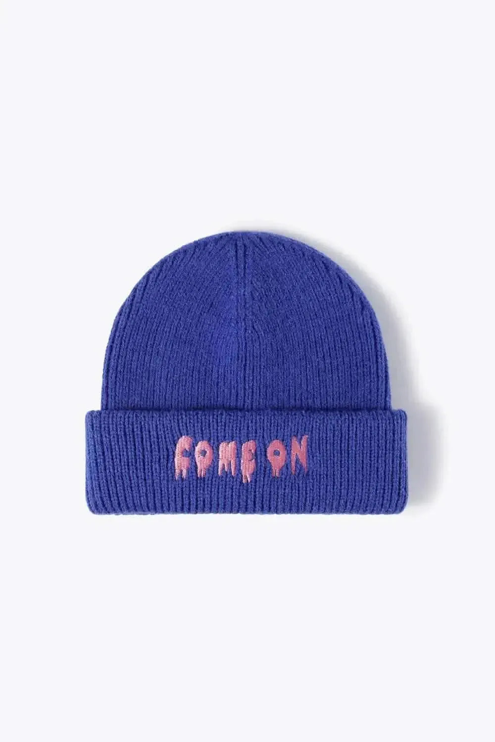COME ON Embroidered Cuff Knit Beanie - Bad Moms Club