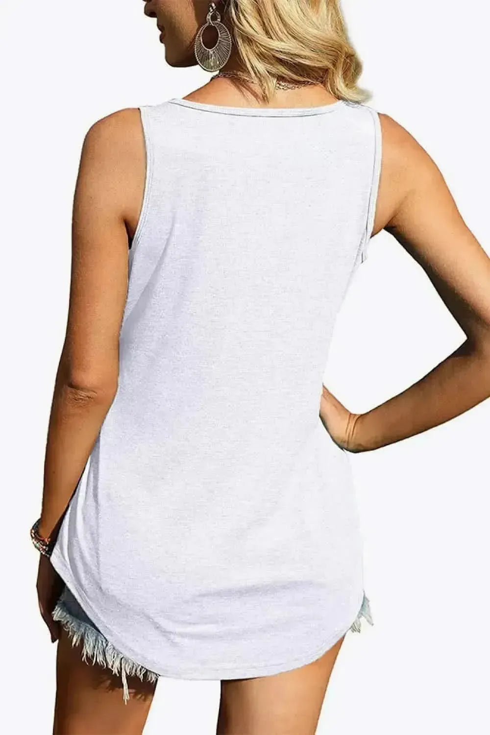 Curved Hem Square Neck Tank - Bad Moms Club