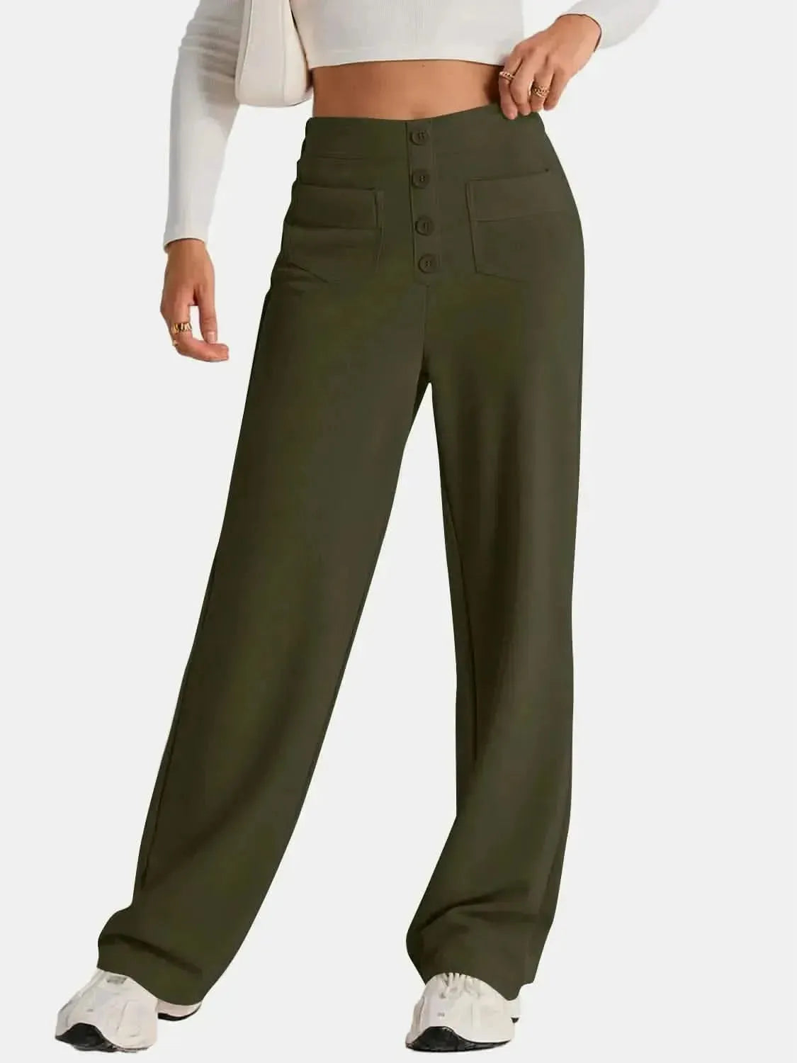 High Waist Wide Leg Pants - Bad Moms Club