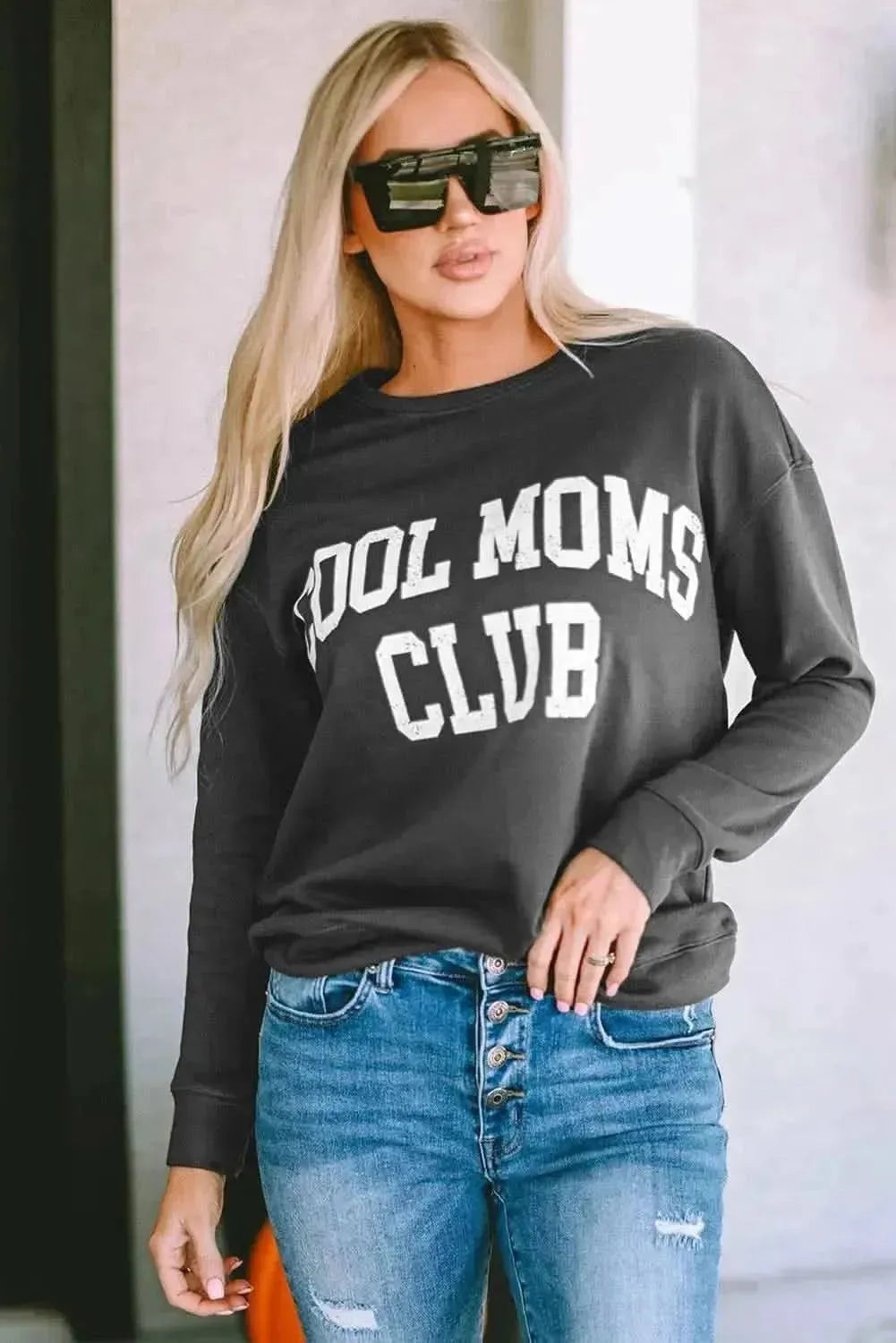 COOL MOM CLUB Round Neck Short Sleeve Sweatshirt - Bad Moms Club