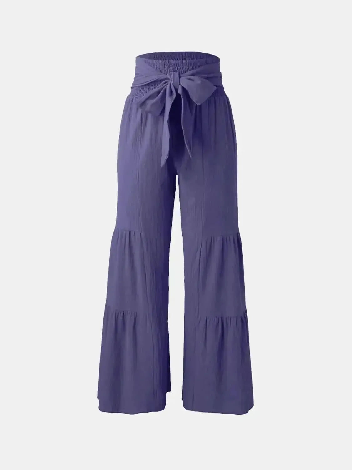 Tied Ruched Wide Leg Pants - Bad Moms Club