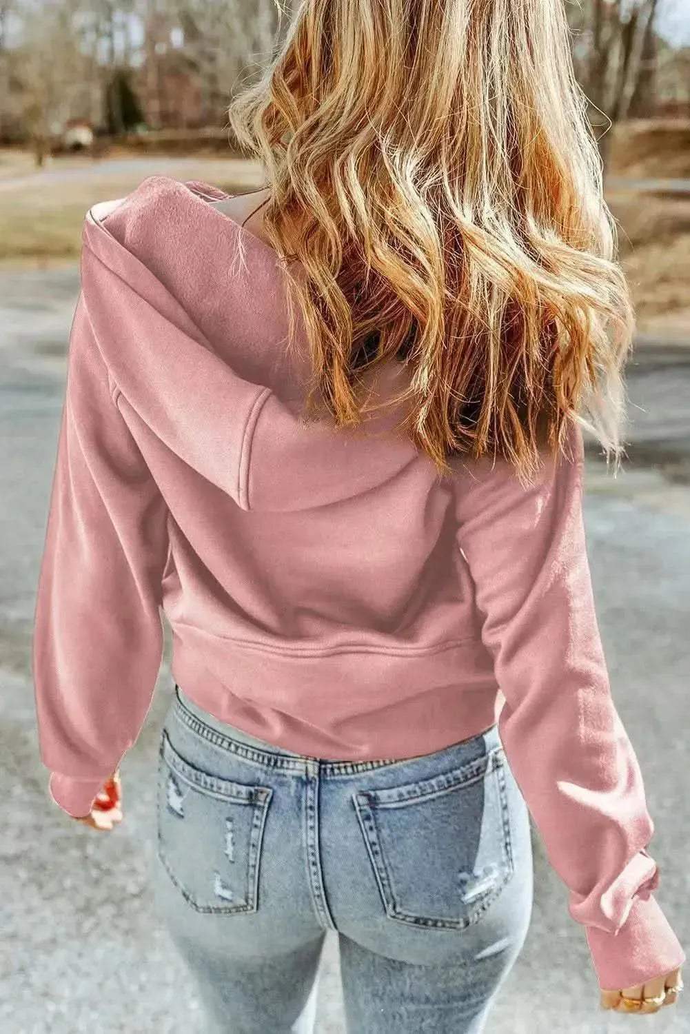 Double Take Half-Zip Thumbhole Sleeve Hoodie - Bad Moms Club