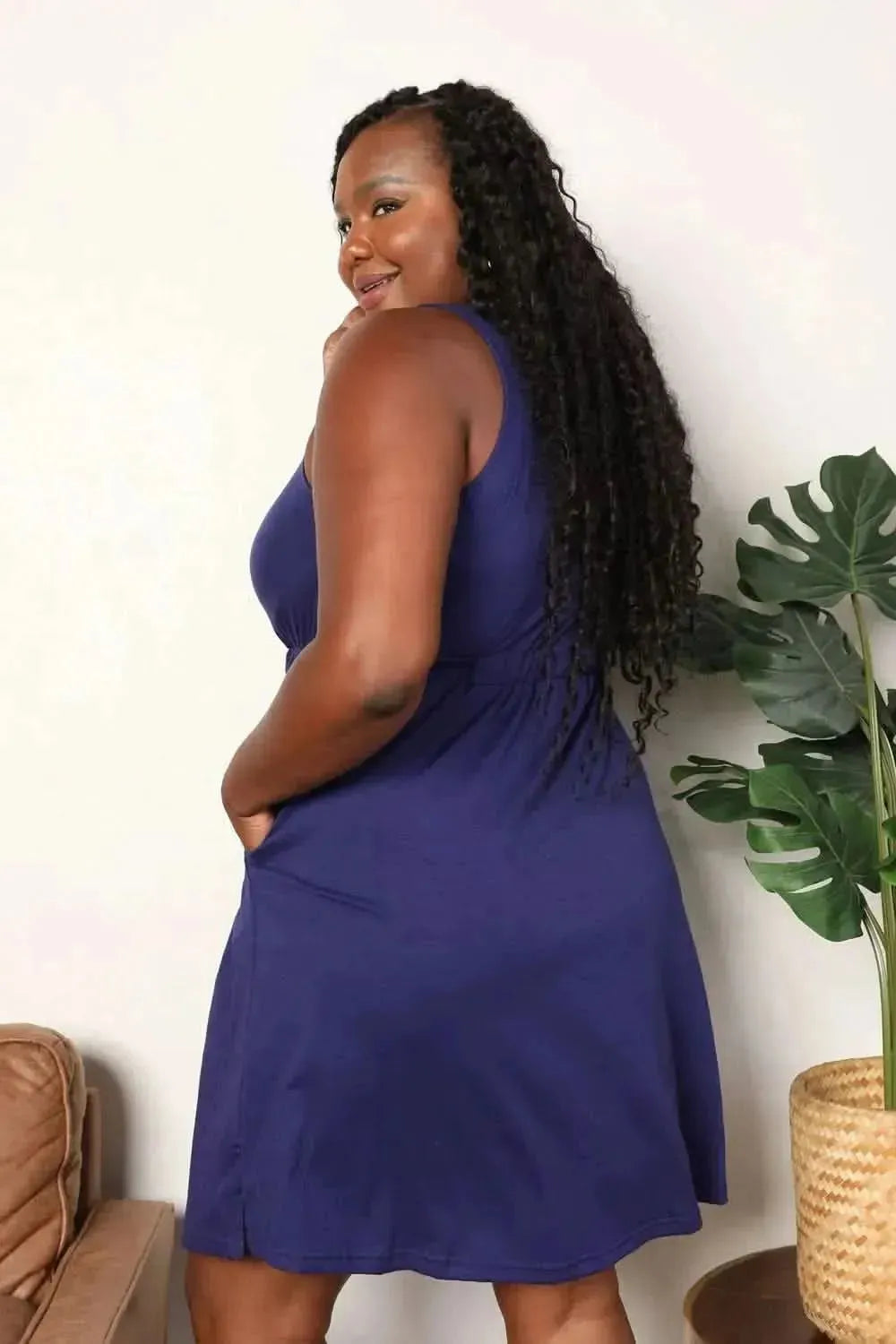 Double Take Button Front Empire Waist Sleeveless Slit Magic Dress - Bad Moms Club