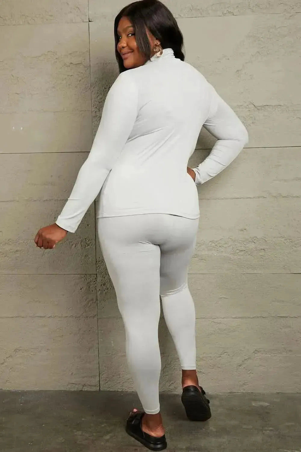 Zenana Friend in Me Full Size Mock Neck Top and Leggings Set - Bad Moms Club