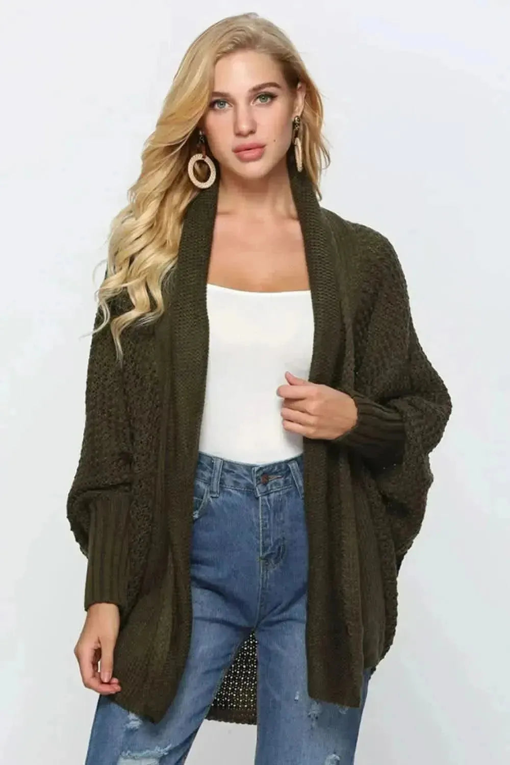 Open Front Dolman Sleeve Longline Cardigan - Bad Moms Club