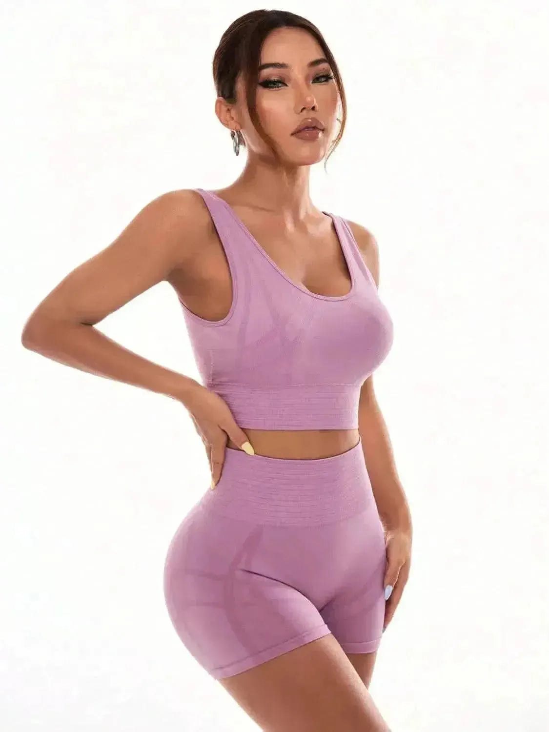 Scoop Neck Wide Strap Top and Shorts Active Set - Bad Moms Club