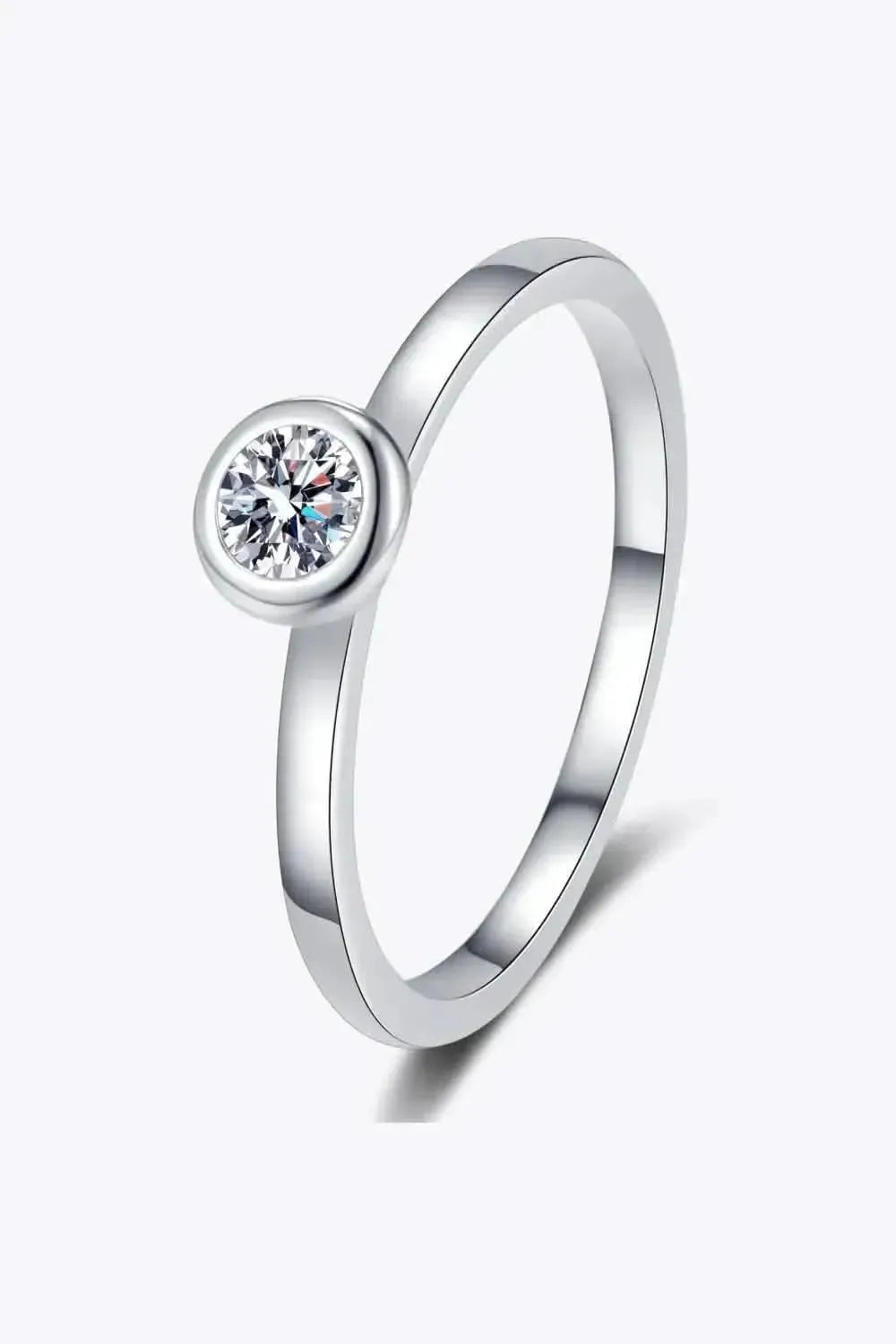 Moissanite Rhodium-Plated Solitaire Ring - Bad Moms Club