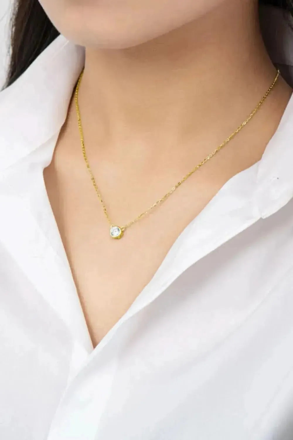 925 Sterling Silver 1 Carat Moissanite Round Pendant Necklace - Bad Moms Club
