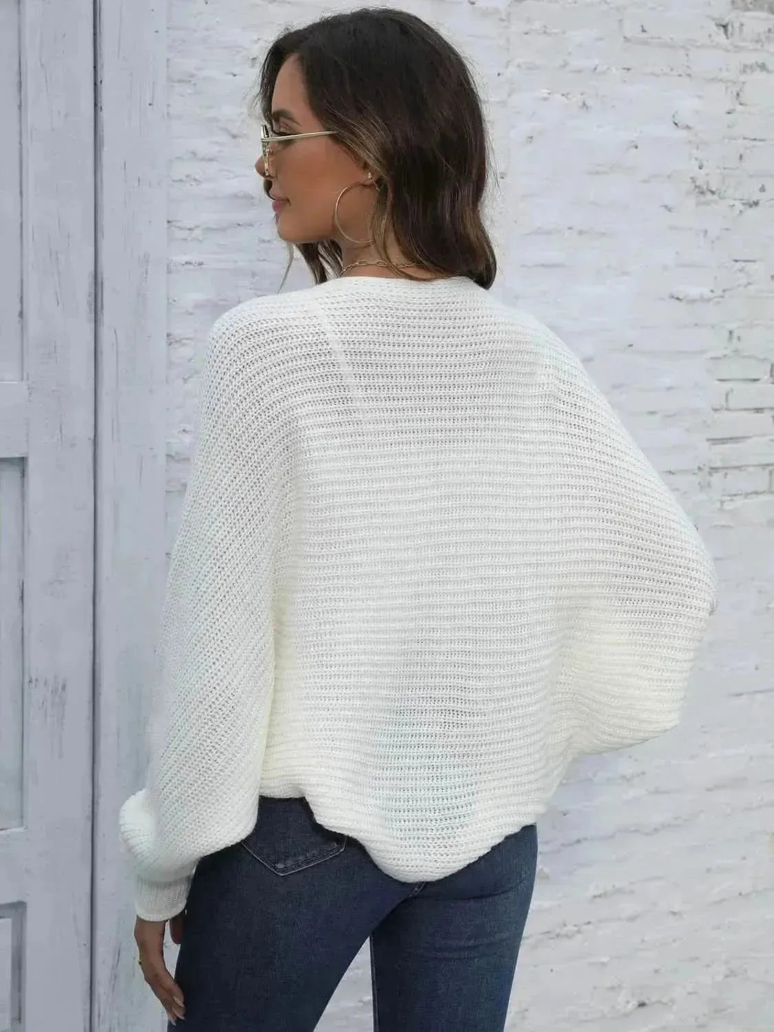 Bat Sleeve Open Front Short Cardigan - Bad Moms Club