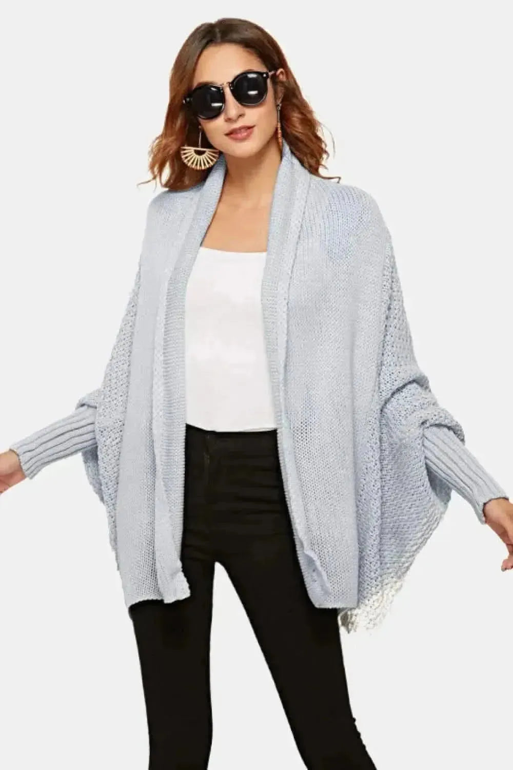 Open Front Dolman Sleeve Longline Cardigan - Bad Moms Club
