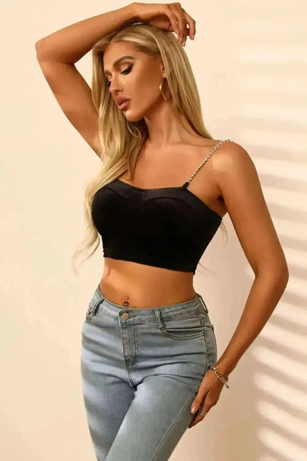 Perfee Chain Strap Cropped Cami - Bad Moms Club