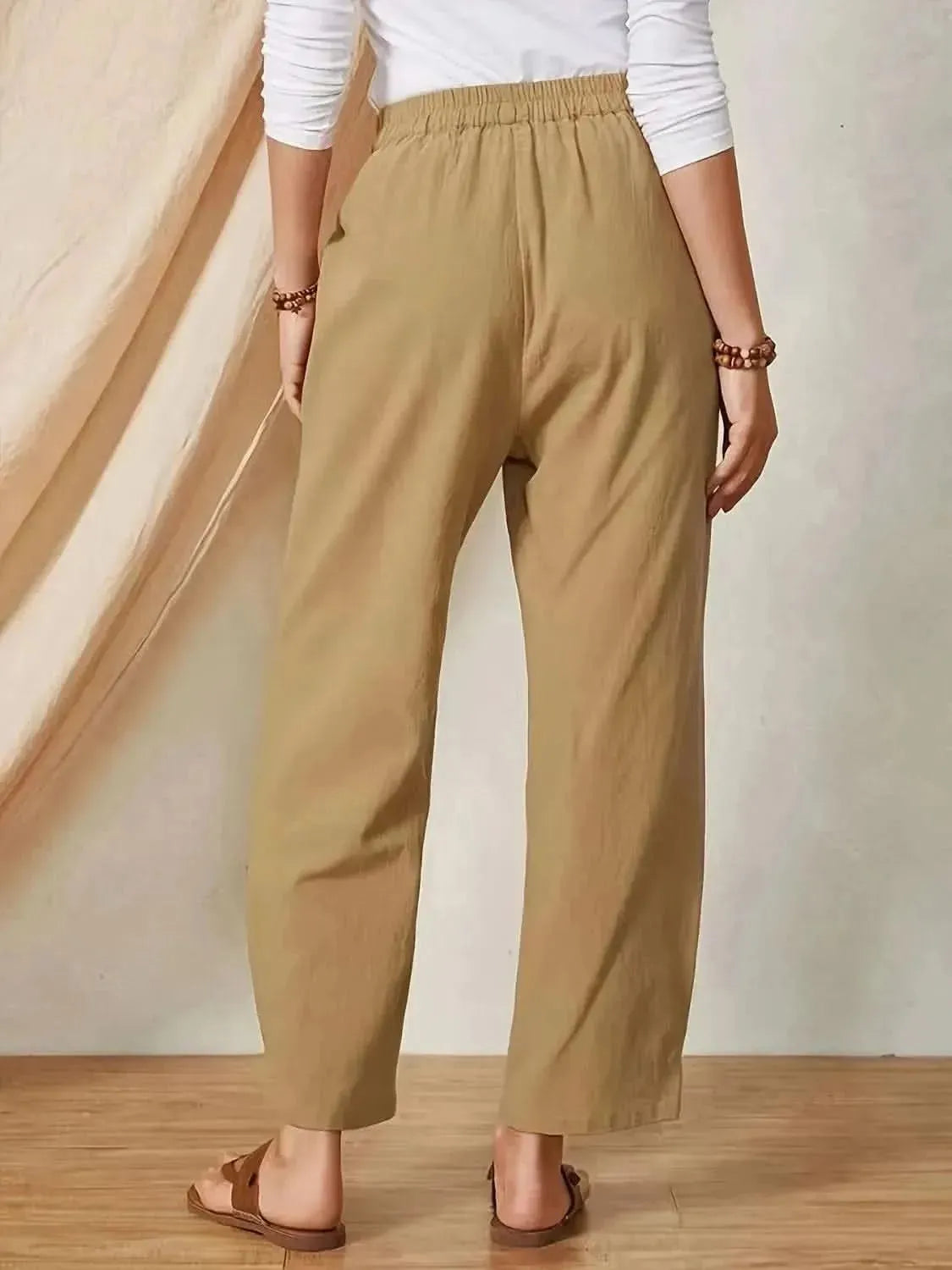 Full Size Elastic Waist Pants with Pockets - Bad Moms Club