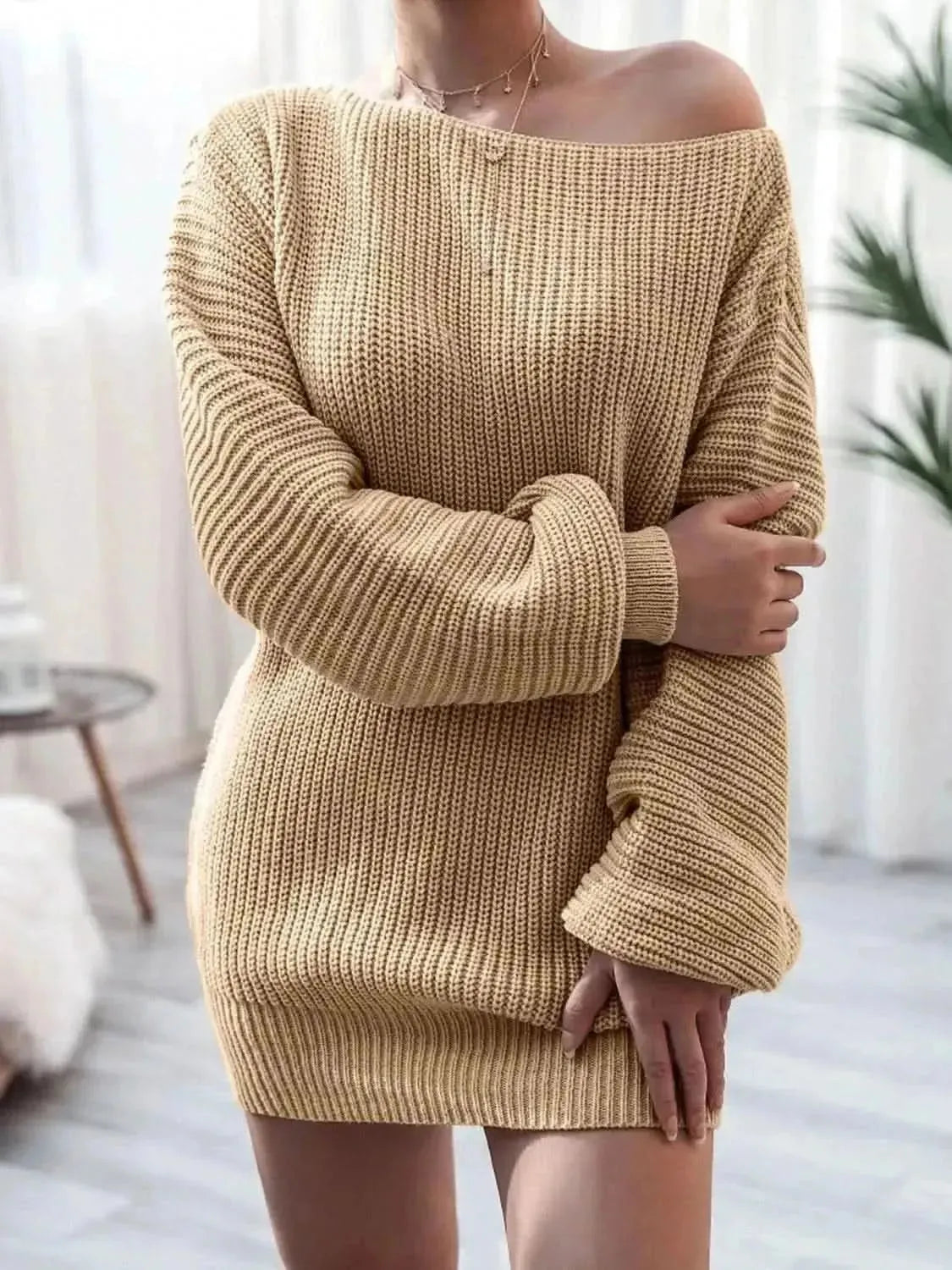 Rib-Knit Mini Sweater Dress - Bad Moms Club