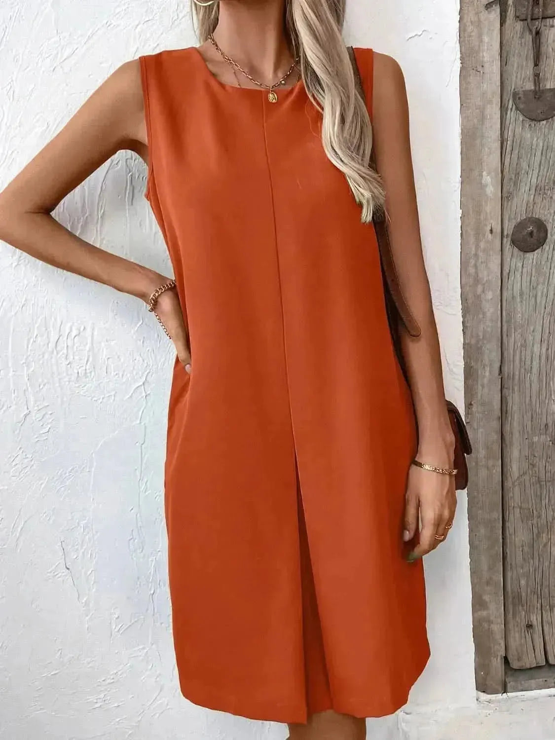 Ivy Lane Pocketed Round Neck Sleeveless Mini Dress - Bad Moms Club