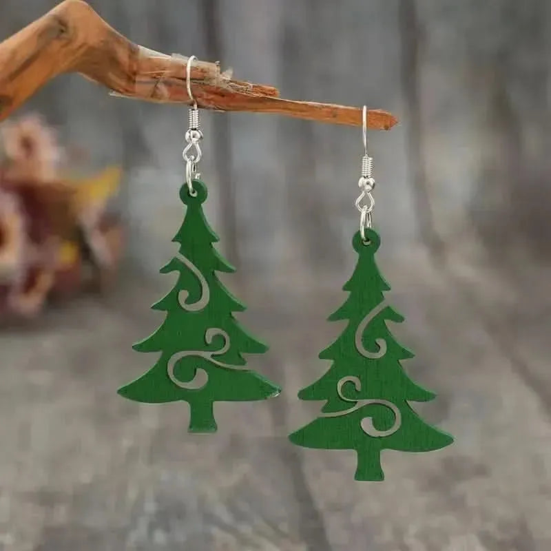 Christmas Tree Wooden Earrings - Bad Moms Club